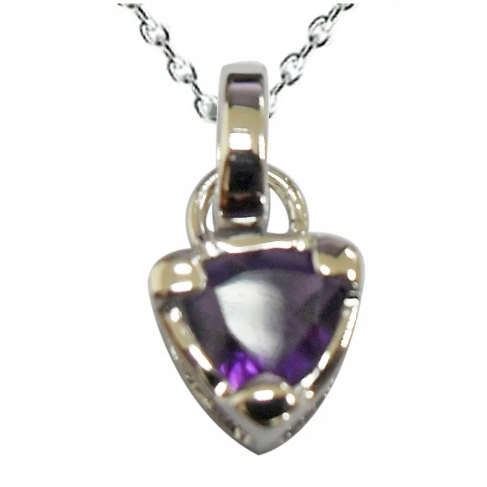 0.60 cttw Purple Amethyst Pendant Necklace .925 Sterling Silver 6 MM Trillion