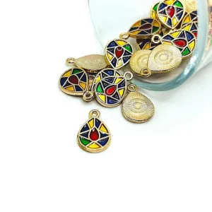 1, 4, 20 or 50 Pieces: Stained Glass Teardrop Charms