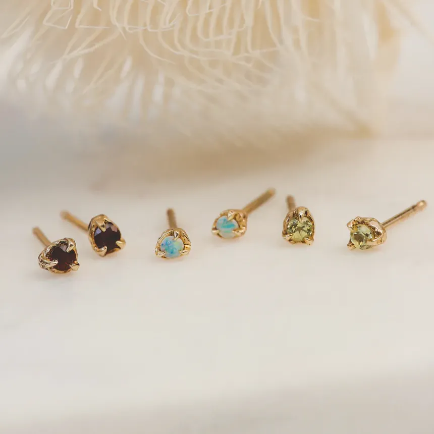 14k Gold Birthstone Studs