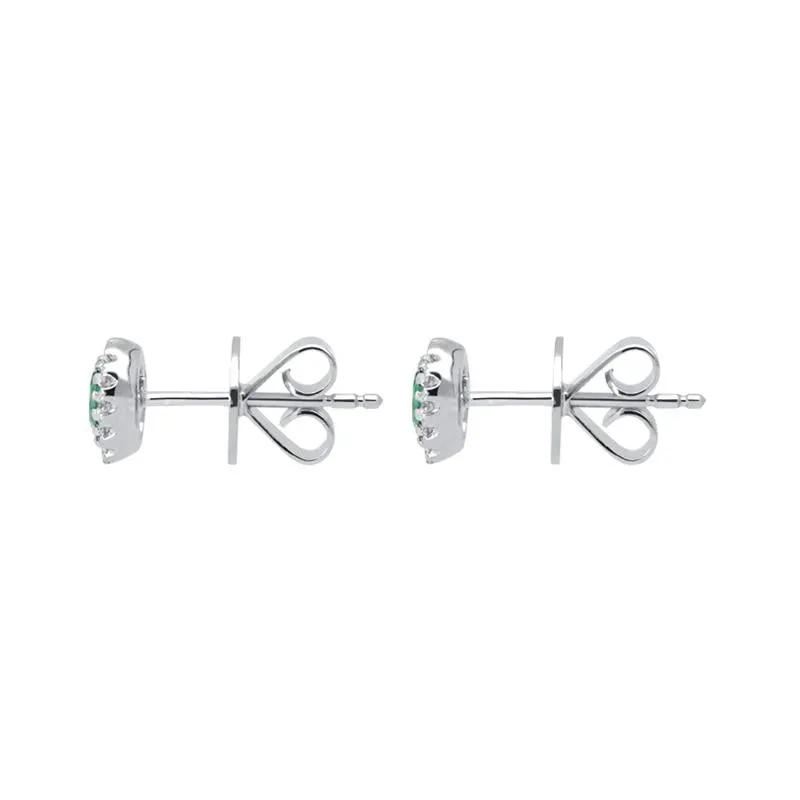 18ct White Gold 0.29ct Emerald Diamond Oval Stud Earrings