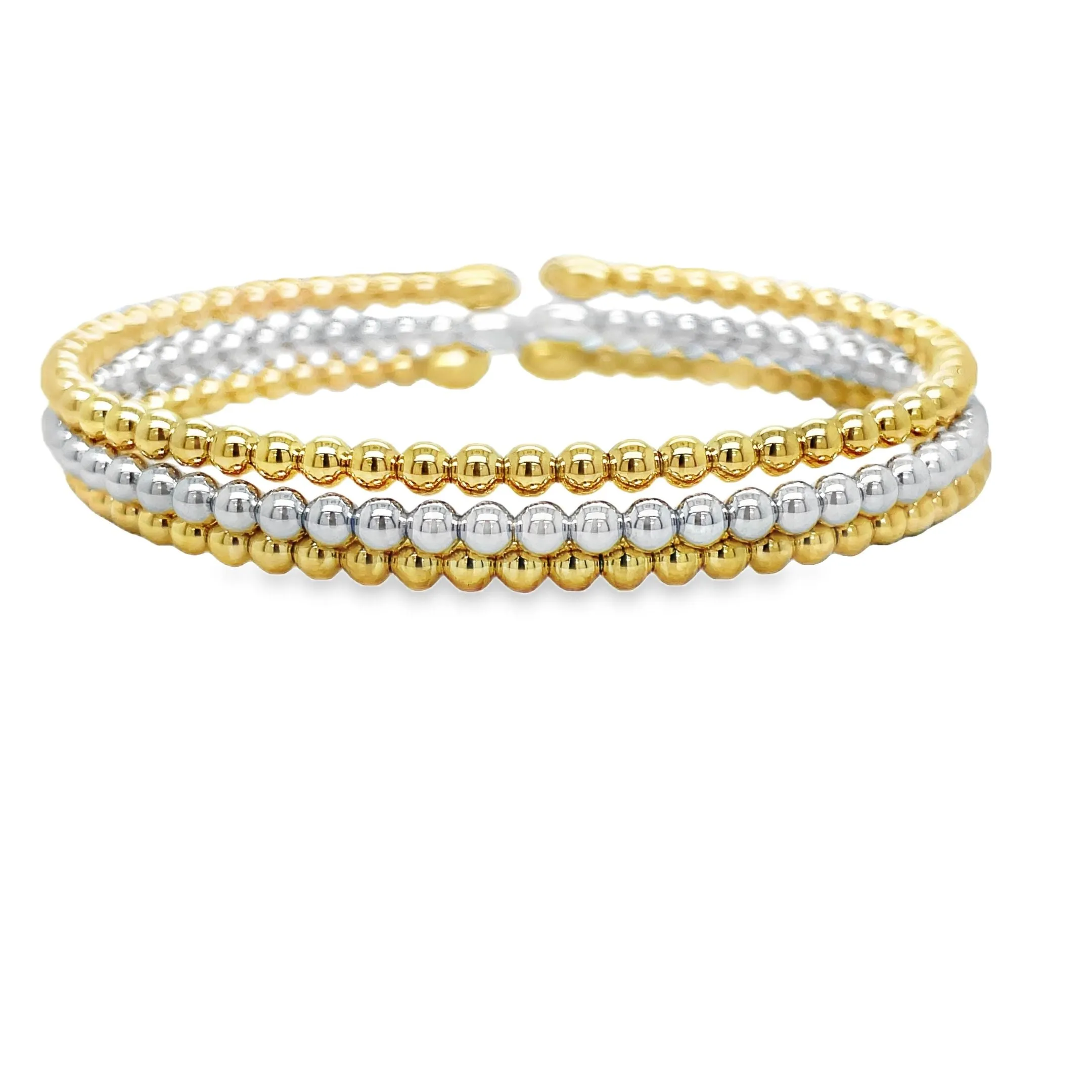 18k Italian Yellow Gold Bead Bangle Bracelet