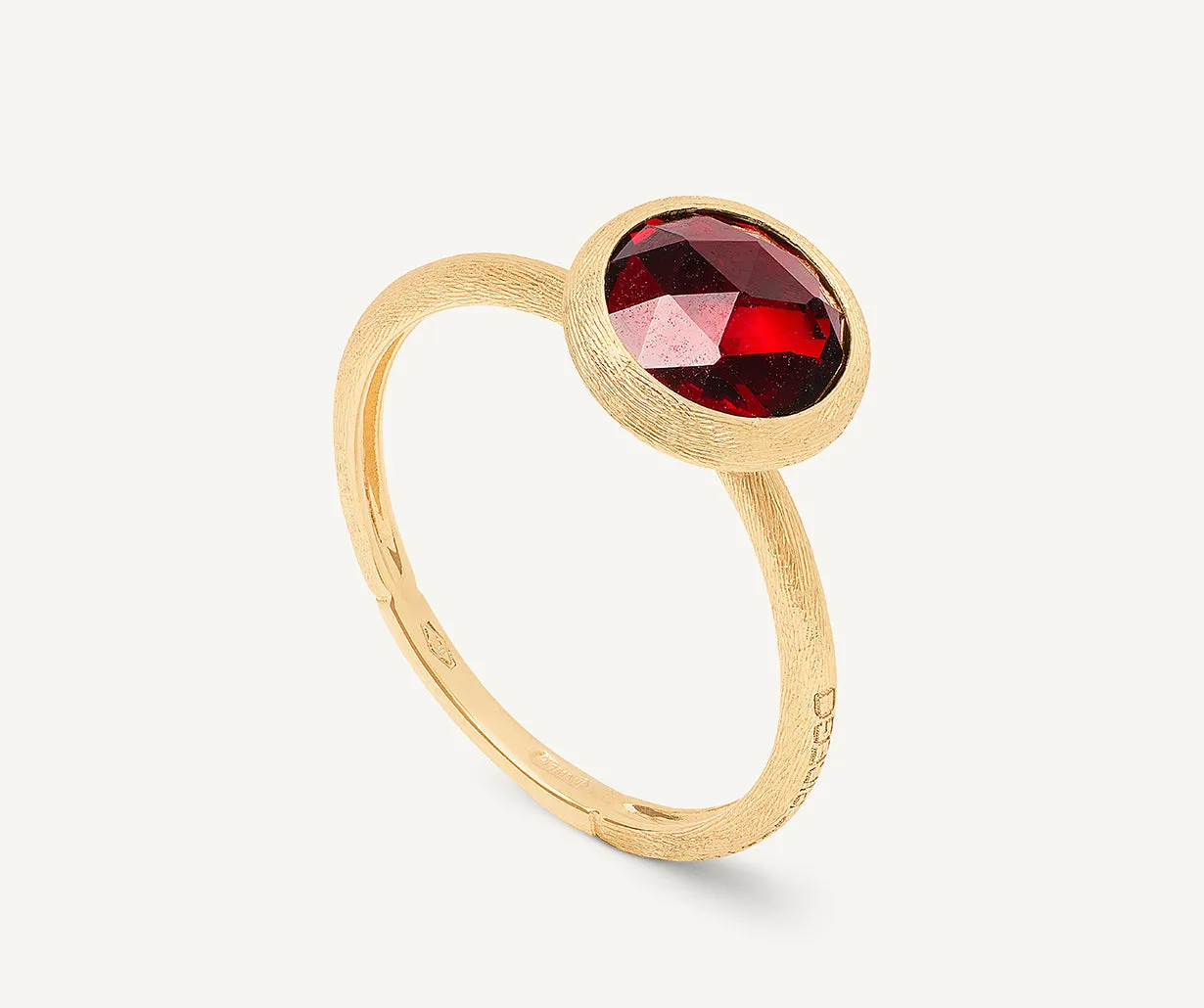 18K Yellow Gold Garnet Stackable Ring