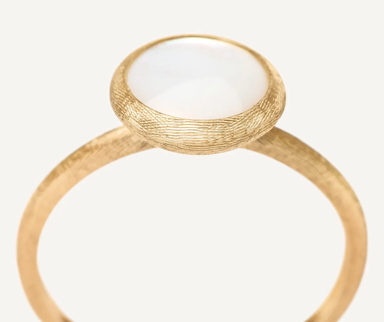 18K Yellow Gold Mother of Pearl Stackable Ring