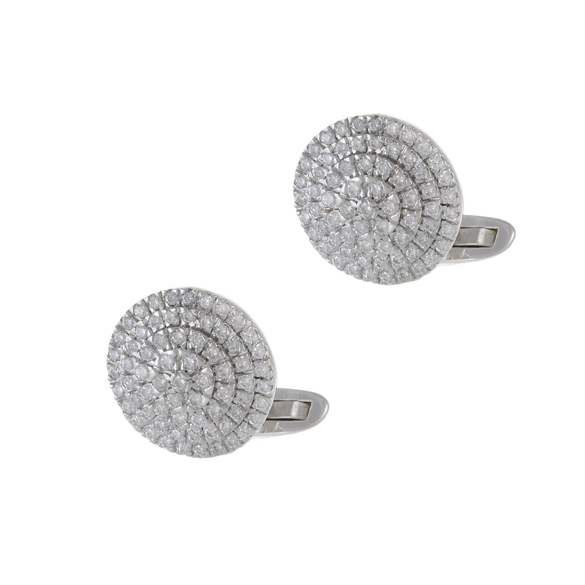 18KT White Gold Round Cut Diamond Cufflinks