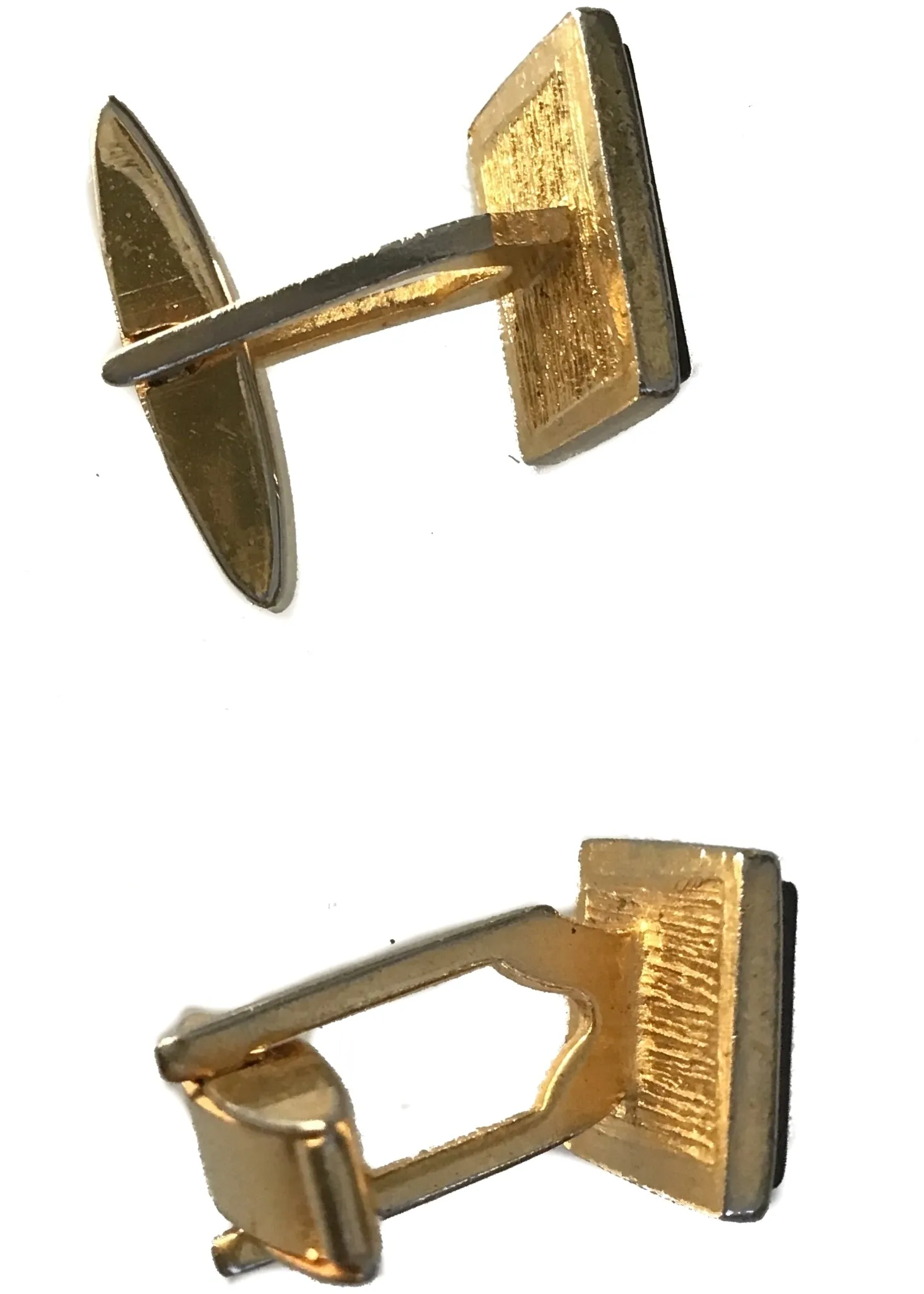 1950s Black Square Cabouchon Goldtone Cufflinks