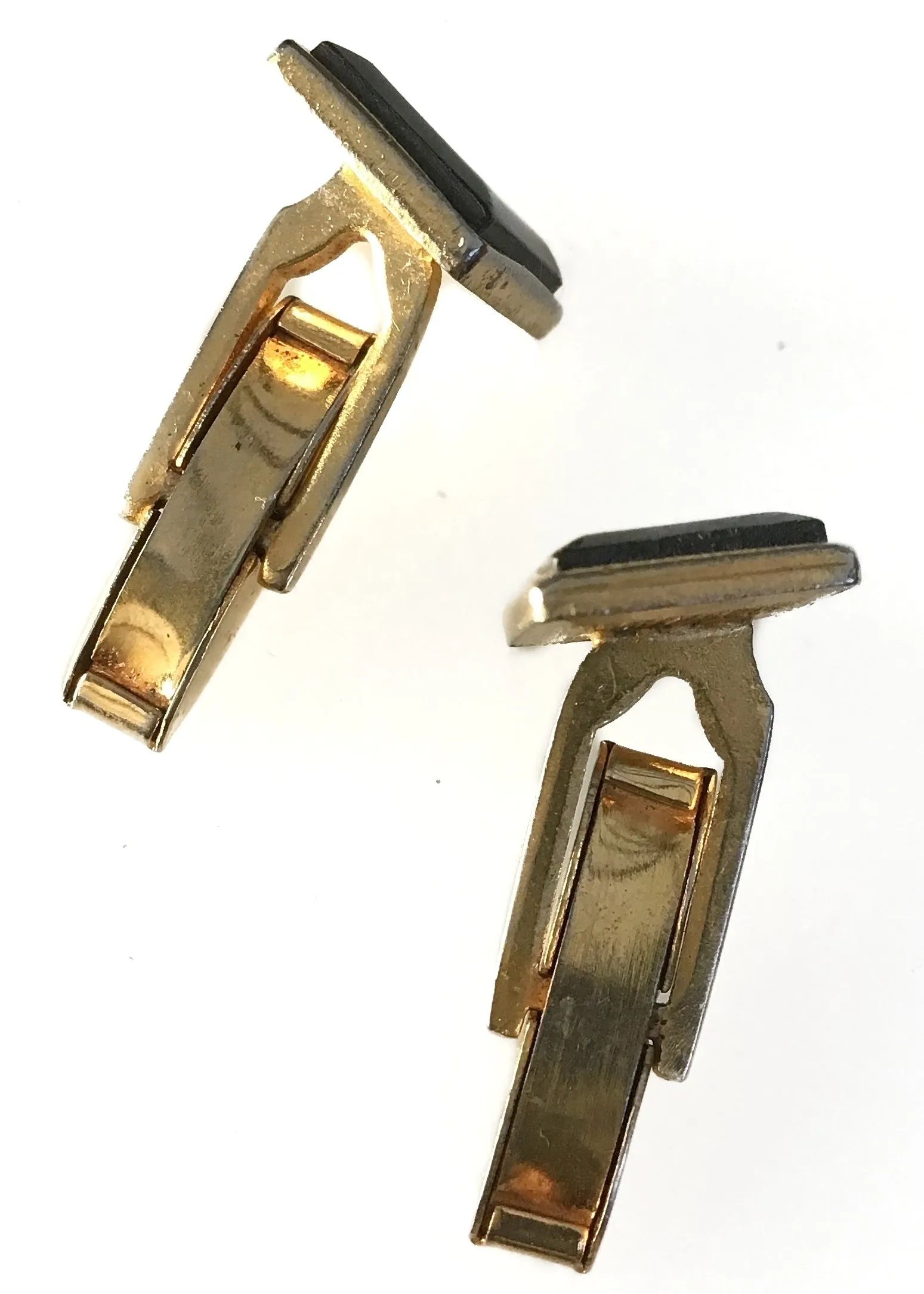 1950s Black Square Cabouchon Goldtone Cufflinks