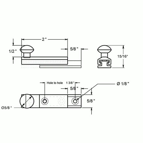 2 Inch Solid Brass Surface Bolt (Brushed Nickel Finish)