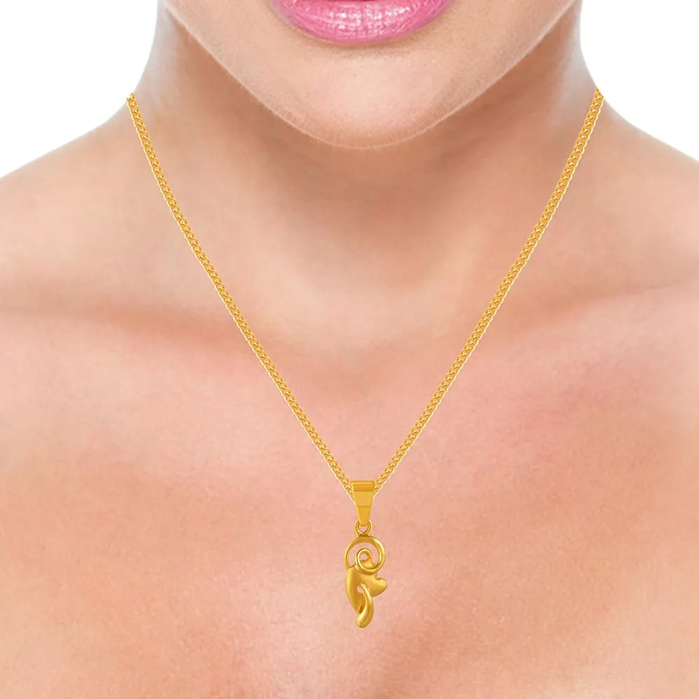 22k Gold Pendant With A Swirling Leaf Design