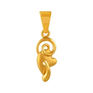 22k Gold Pendant With A Swirling Leaf Design