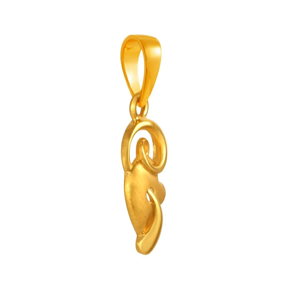 22k Gold Pendant With A Swirling Leaf Design