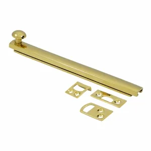 6 Inch Solid Brass Surface Bolt (Lifetime Polished Brass Finish)