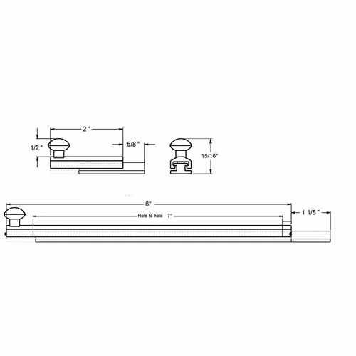 8 Inch Solid Brass Surface Bolt (Polished Chrome Finish)