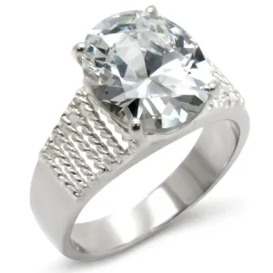 925 Sterling Silver Ring with Clear AAA Grade CZ - High-Polished Elegance, Sparkling CZ Jewelry, Formal Ring