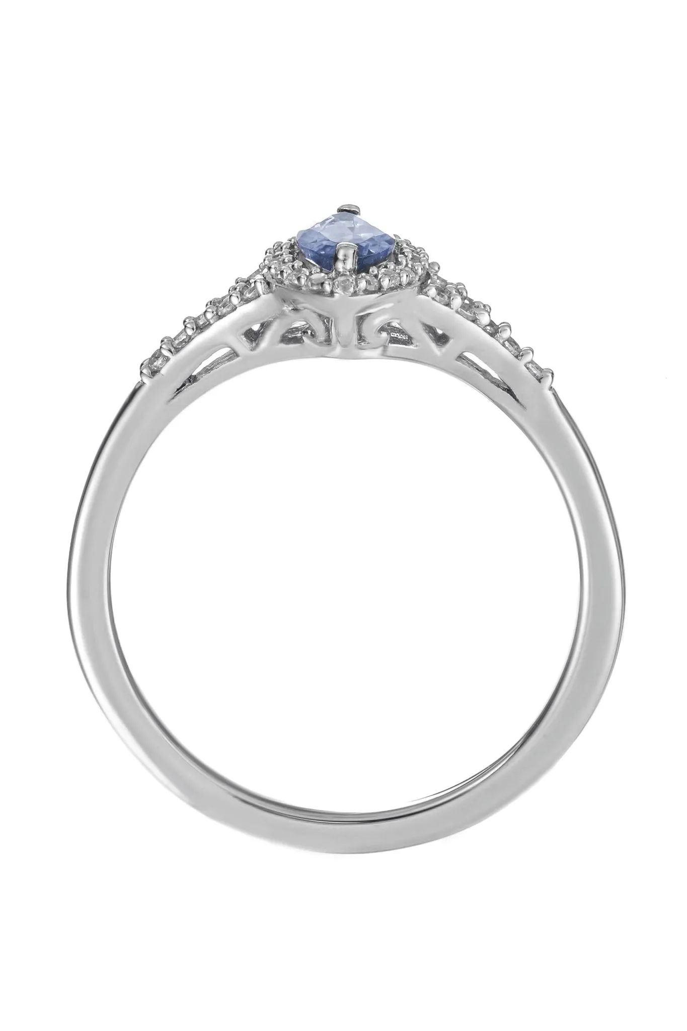 9ct White Gold Tanzanite and 0.14ct Diamond Ring