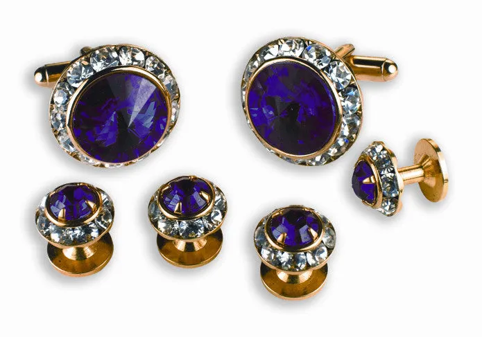 Amethyst & Austrian Crystal Cufflinks and Studs Set - Style #2201G