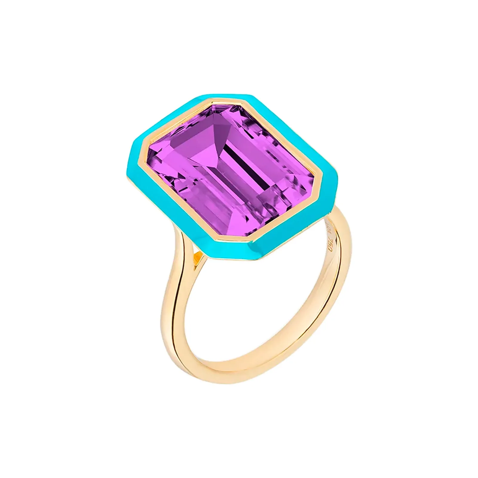 Amethyst and Turquoise Enamel Ring