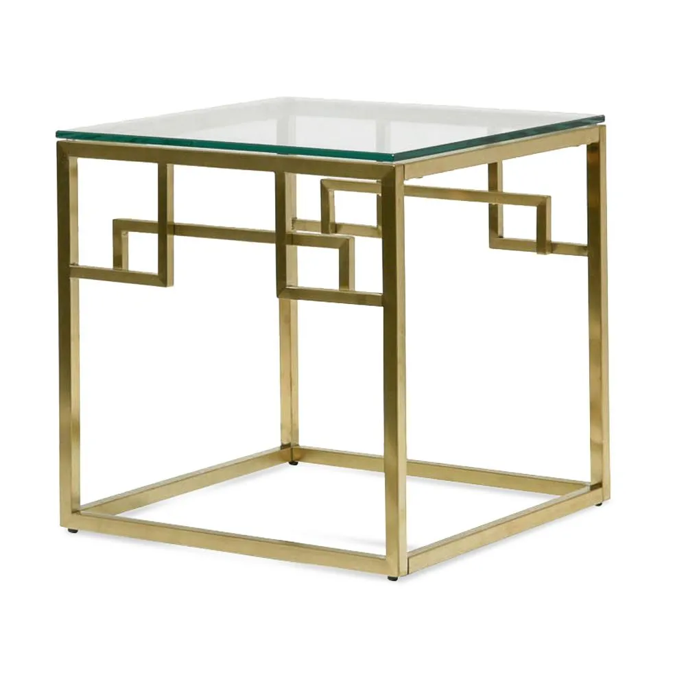 Anderson Side Table - Glass Top - Brushed Gold Base