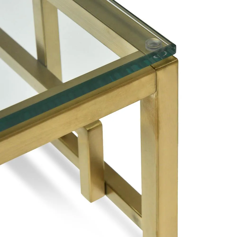 Anderson Side Table - Glass Top - Brushed Gold Base