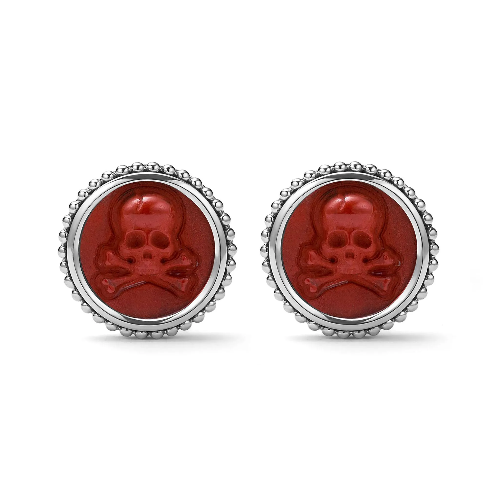 Anthem Red Jasper Skull Cufflinks