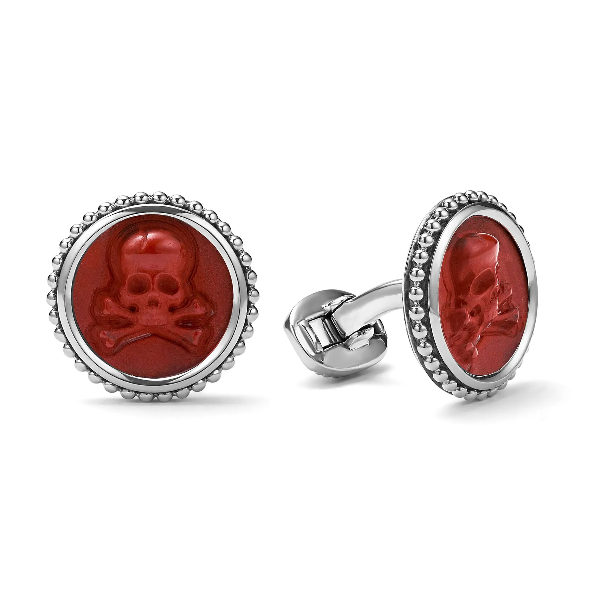 Anthem Red Jasper Skull Cufflinks