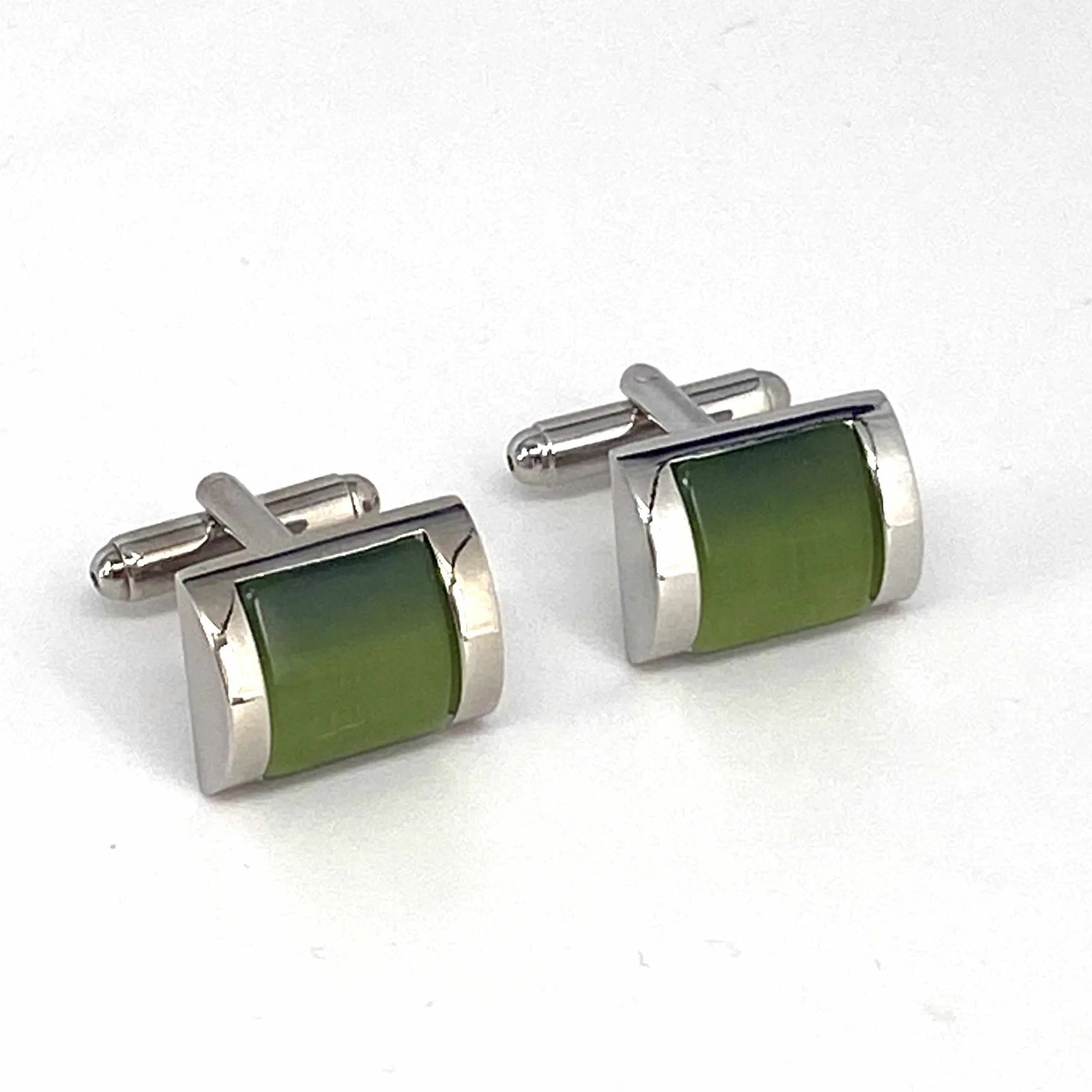 Apple Green Fiber optic D Cufflinks (Online Exclusive)