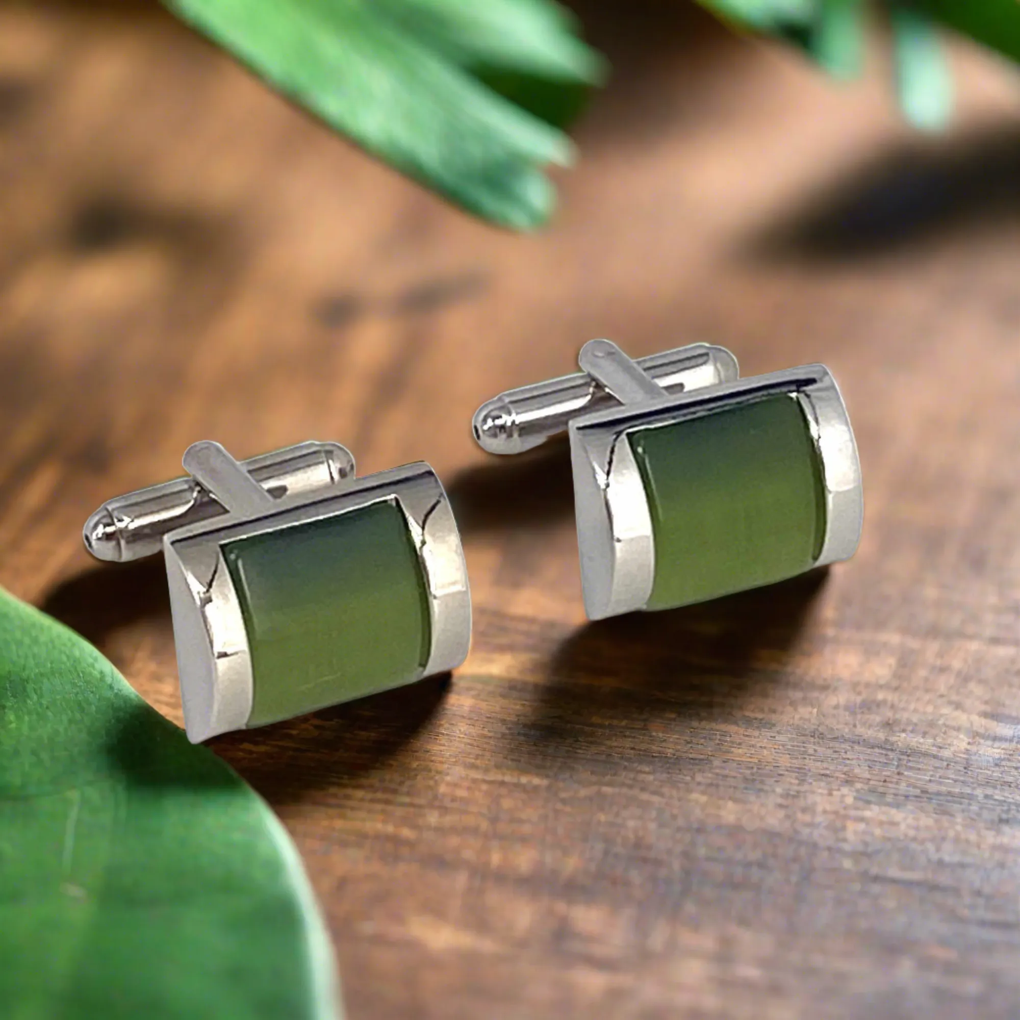 Apple Green Fiber optic D Cufflinks (Online Exclusive)