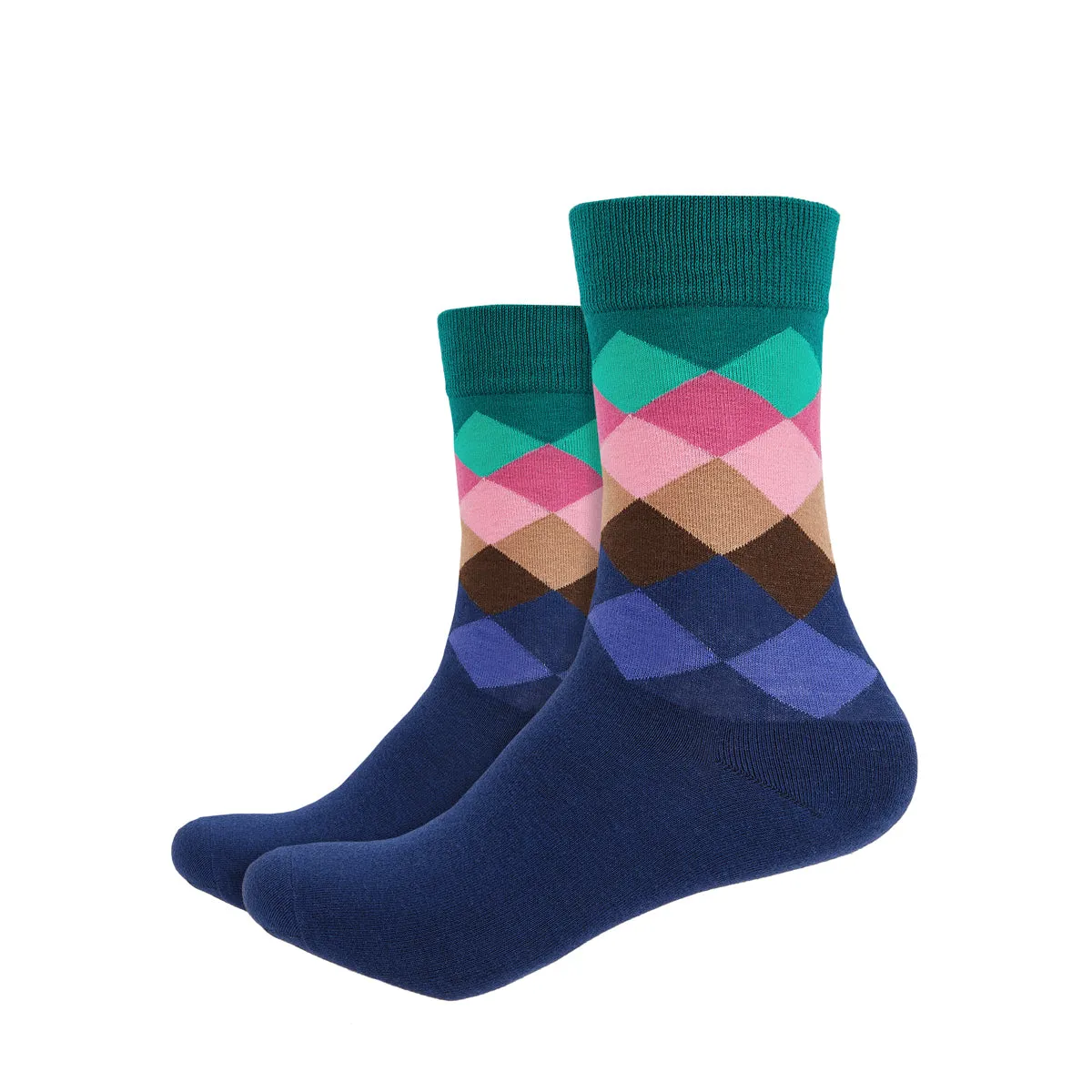 Argyle  Printed Crew Length Socks