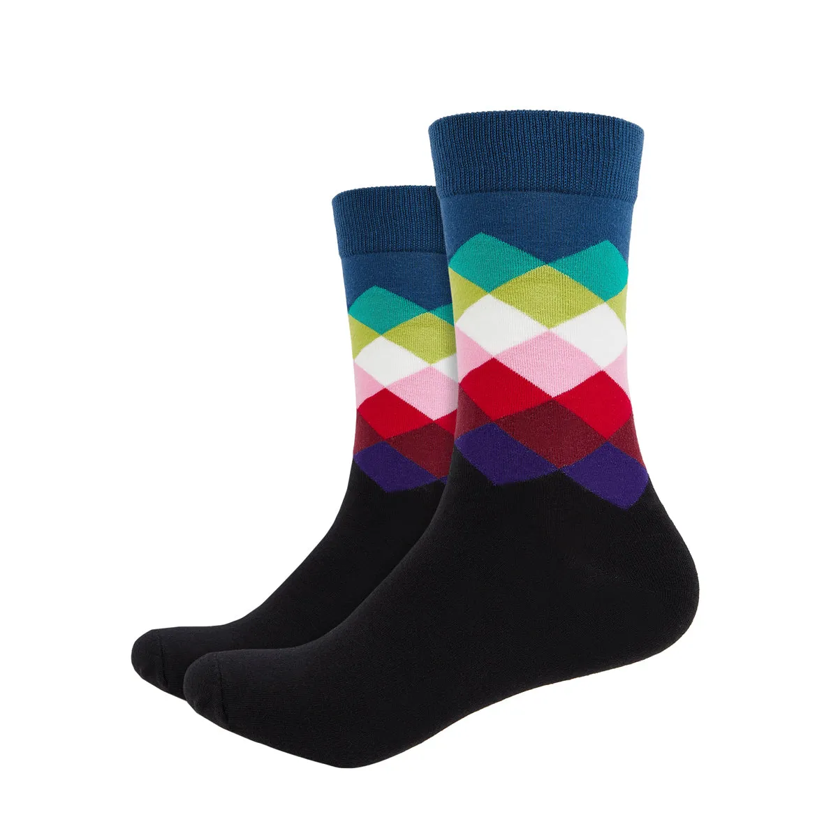 Argyle  Printed Crew Length Socks