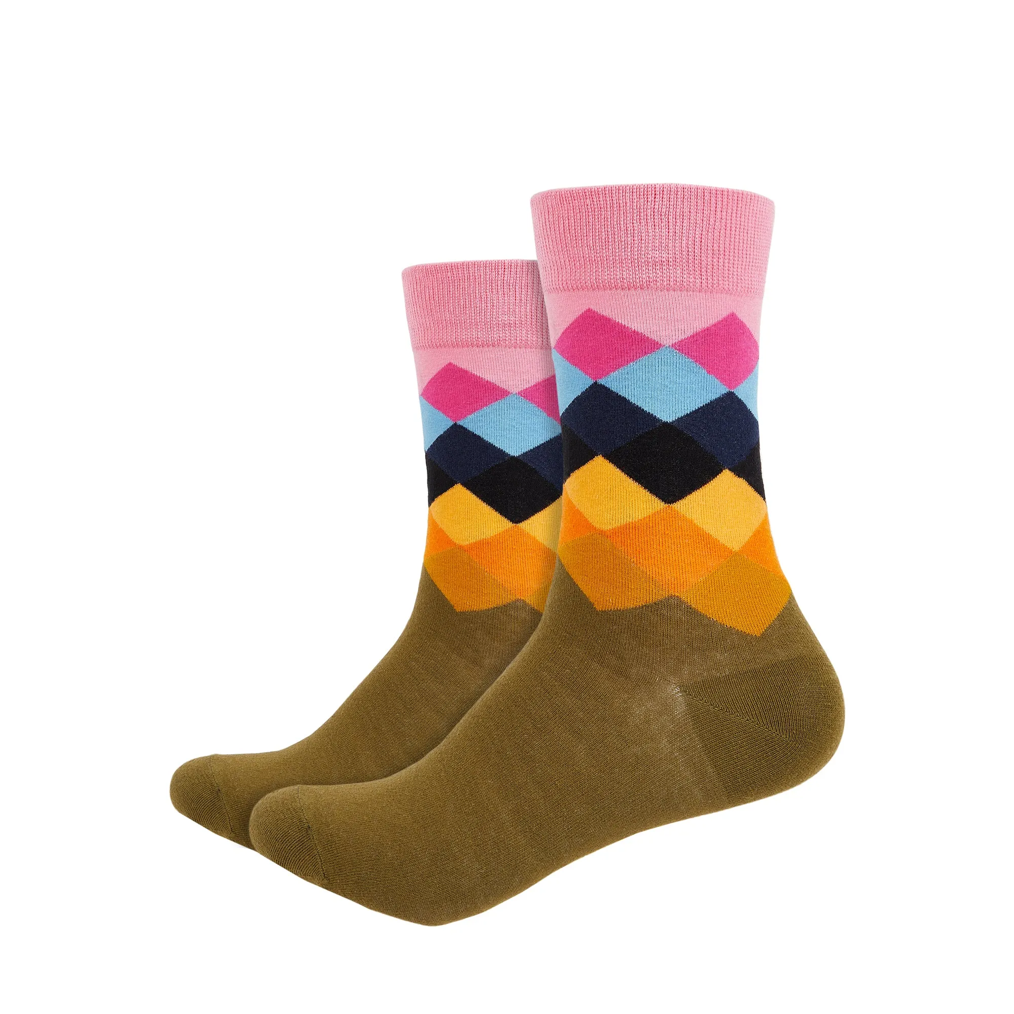 Argyle  Printed Crew Length Socks