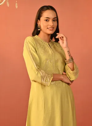 Arziya Green Embroidered Rayon Kurta Set for Women