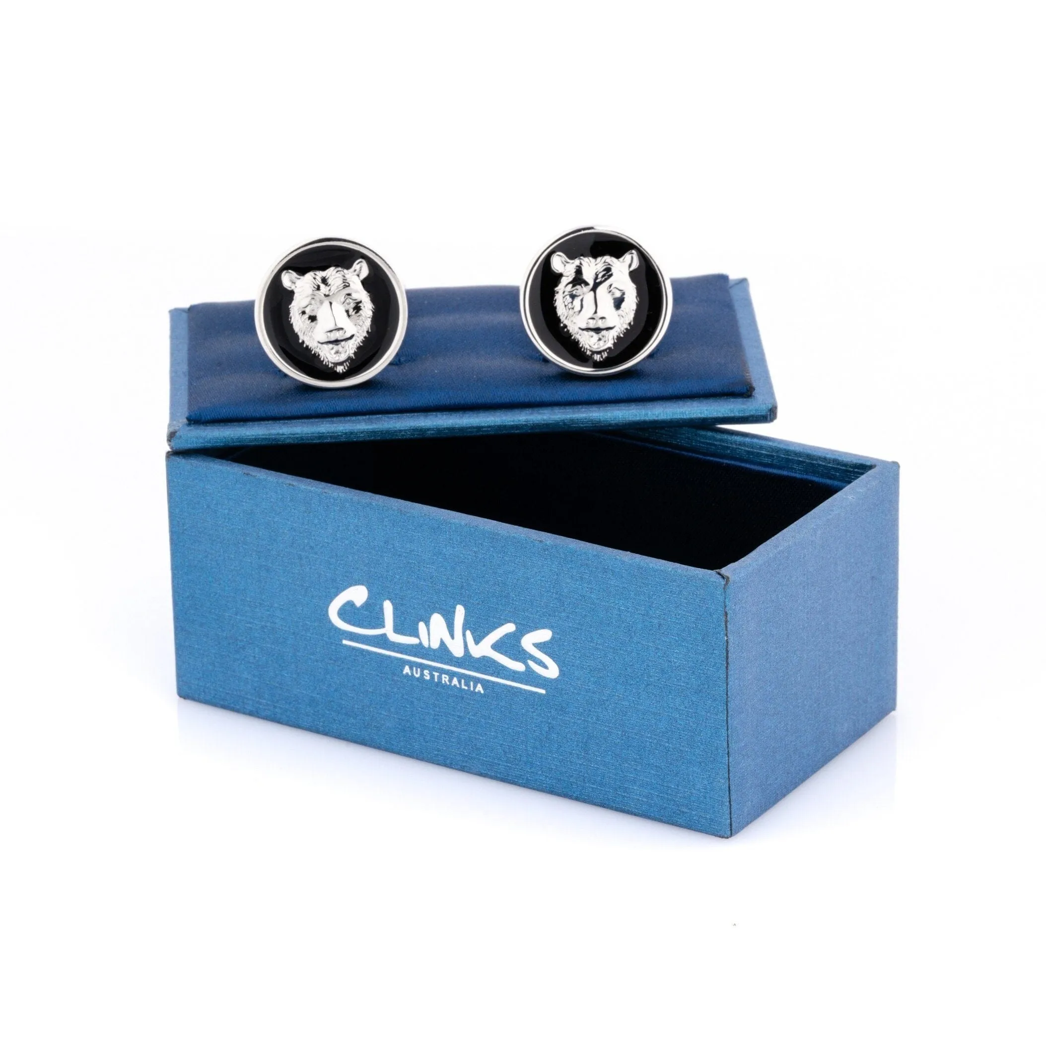 Bear Black Enamel Cufflinks