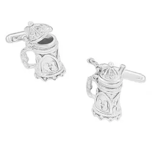 Beer Stein Movable Cufflinks in Sterling Silver