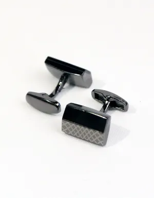 Black Grey Plaid Cufflink