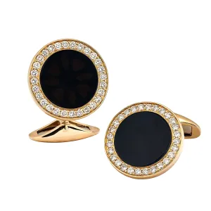 Black Onyx & Diamond 18K Gold Cufflinks