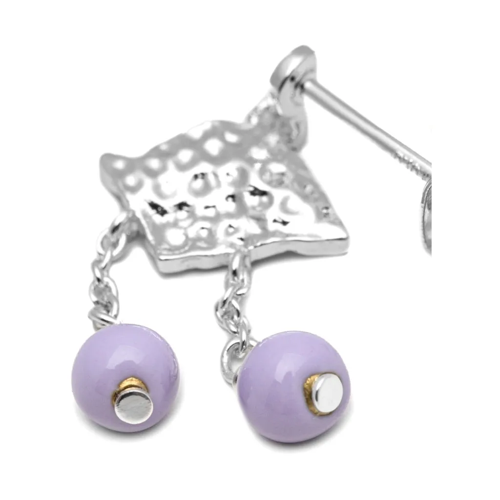 Boheme Purple earring 1 pcs silver plated - Purple