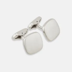 Brushed Silver Rounded Square Cufflinks