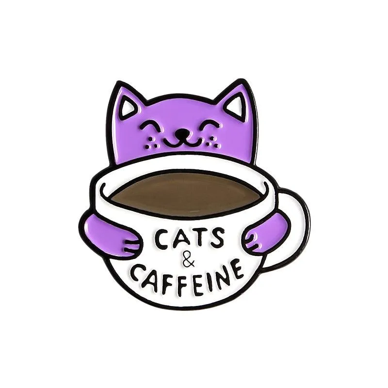 Caffeine Cats Enamel Pin