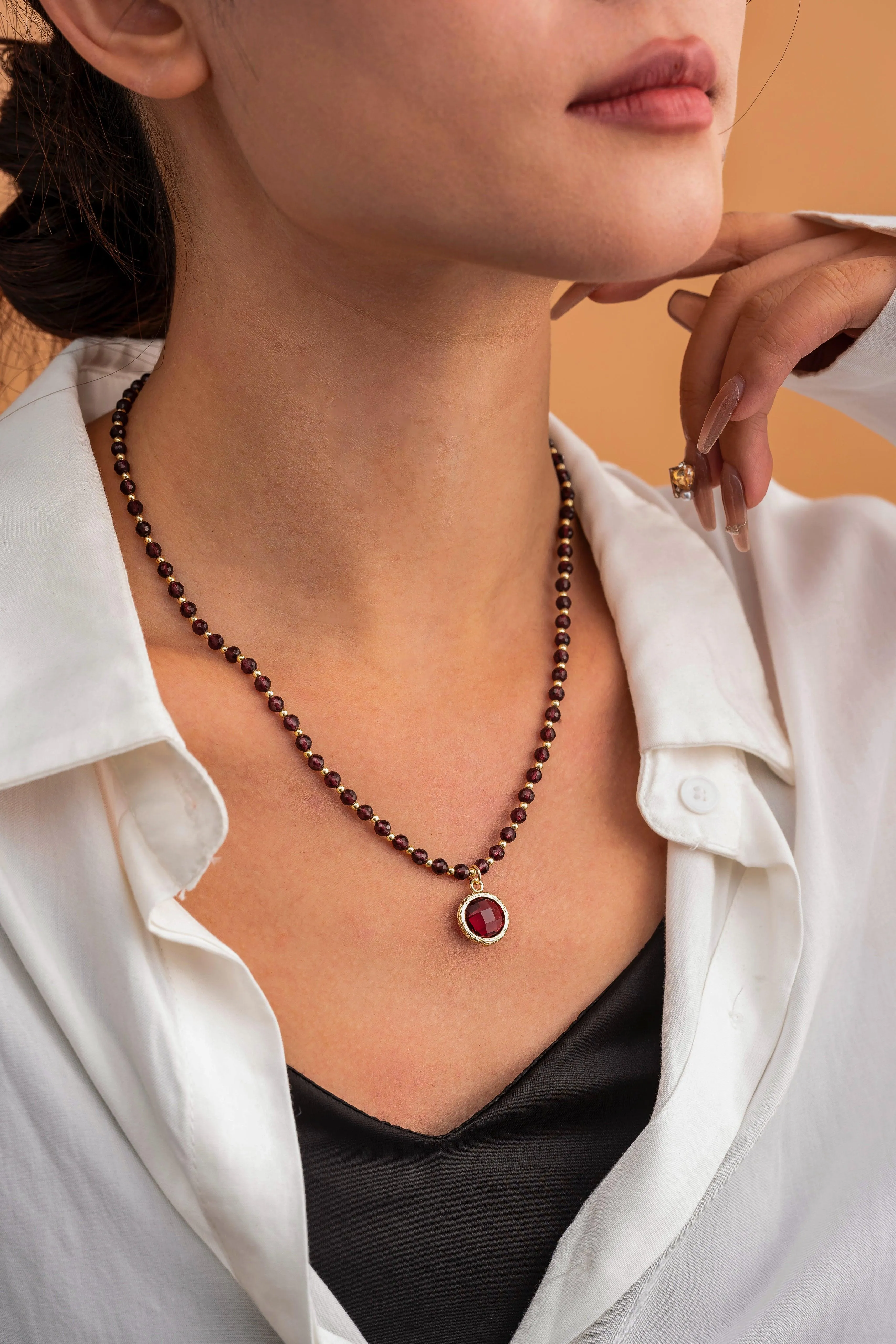 Calista Ruby Mix Pendant Necklace