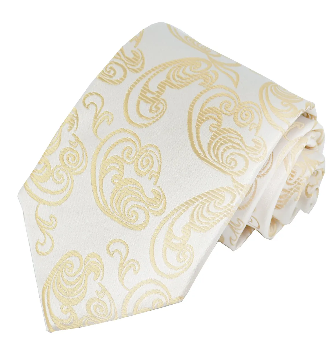 Champagne Paisley Formal Silk Tie and Accessories