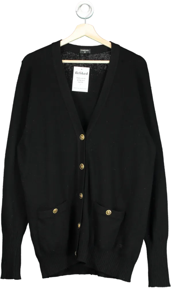 Chanel Black Cashmere Cardigan UK M