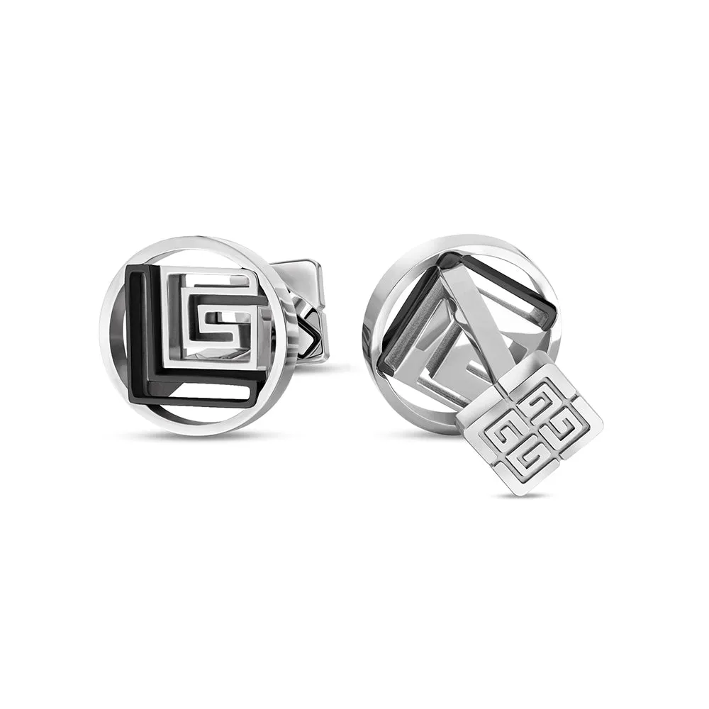 Charlie Stainless Steel And Black Cufflinks