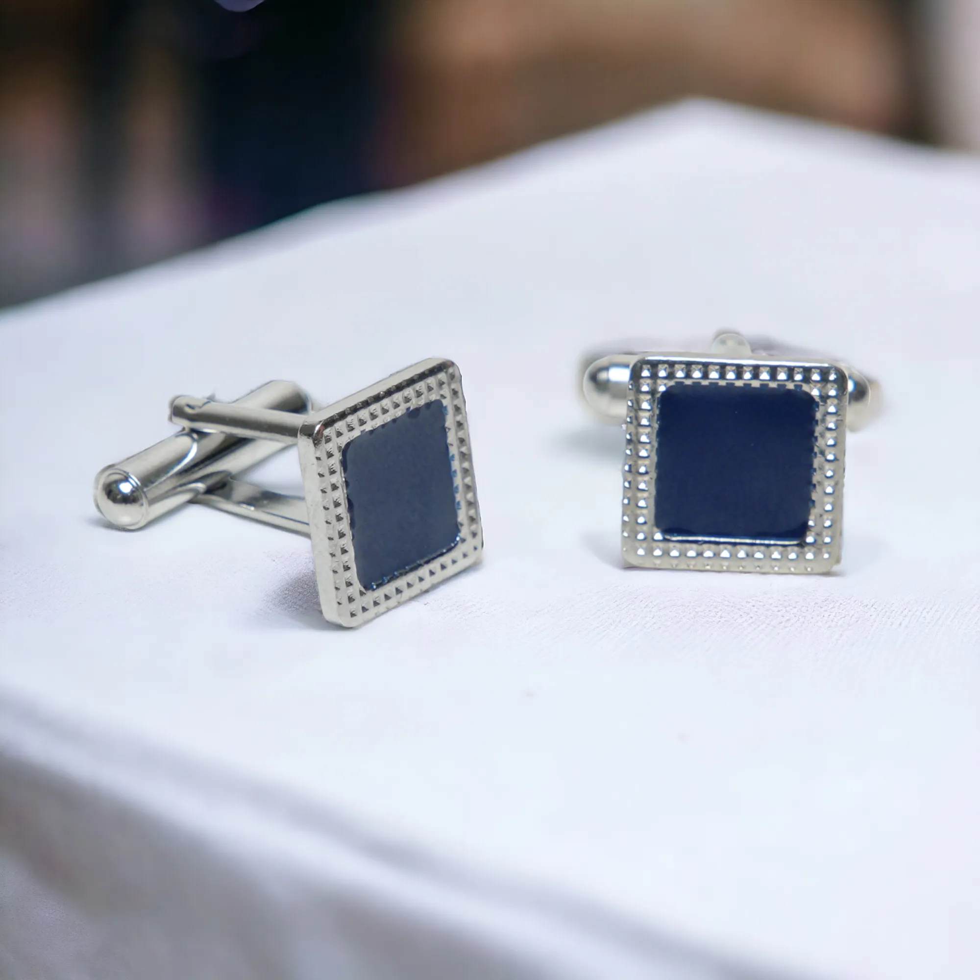 Chokore Textured Square Cufflinks (Blue)