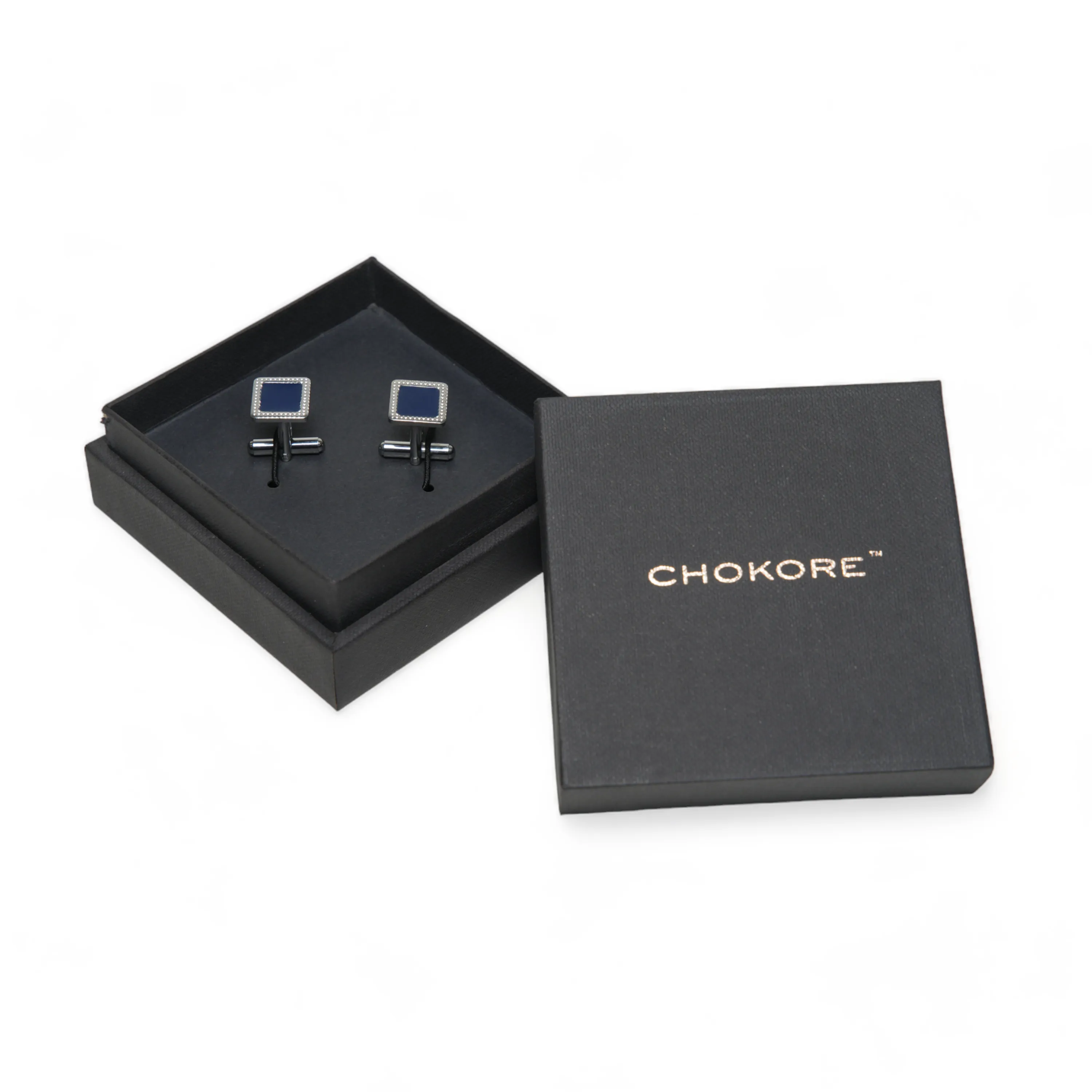 Chokore Textured Square Cufflinks (Blue)