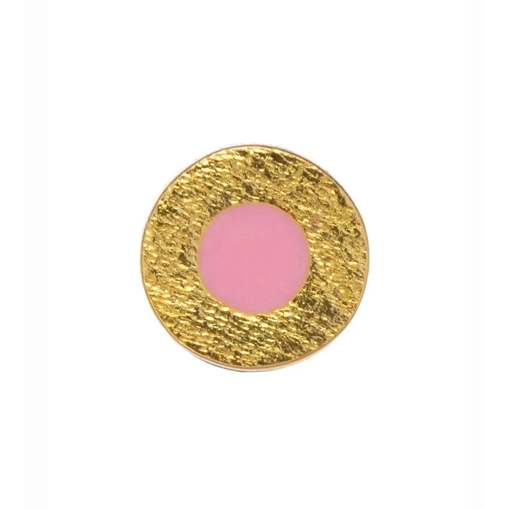 Circle earring 1 pcs - gold plated - Pink