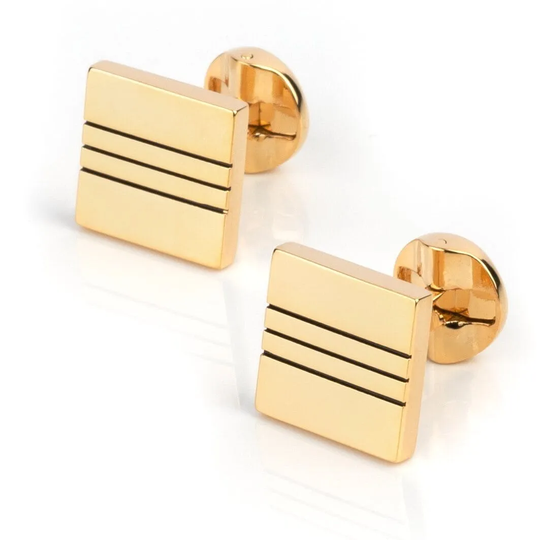 Classic Gold with Black Lines Cufflinks