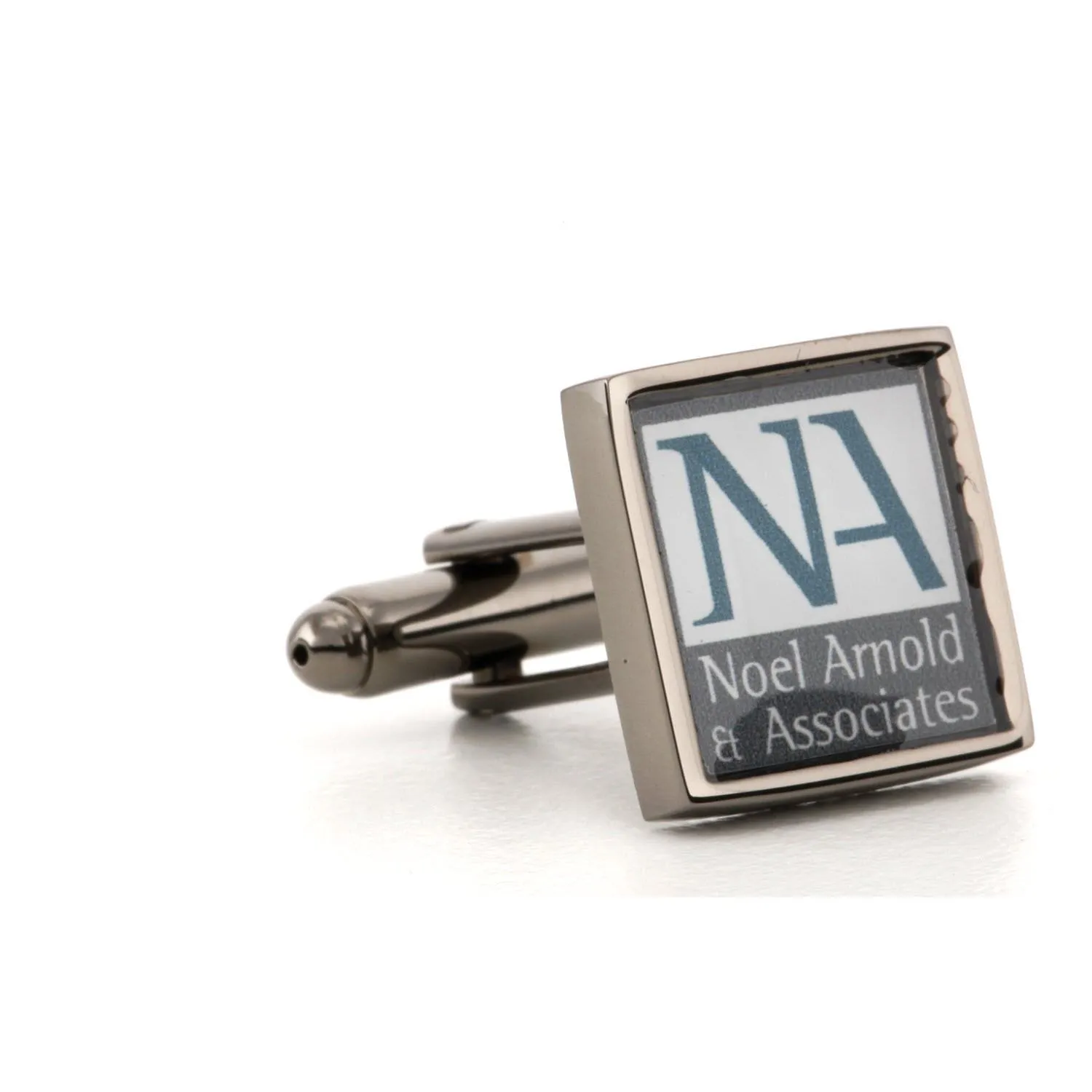 Corporate Printed Square Logo GunMetal Cufflinks