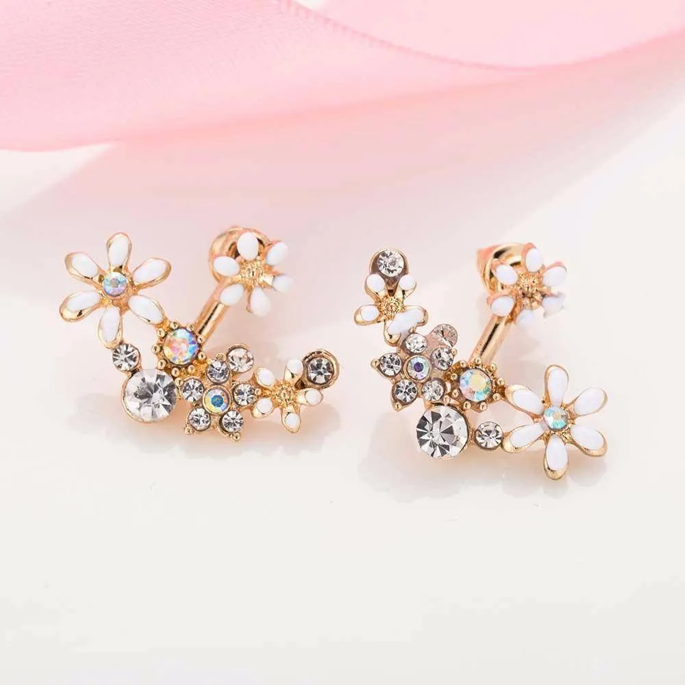 Crystal Garden Flowered Stud Earrings & Jacket In Four Colors