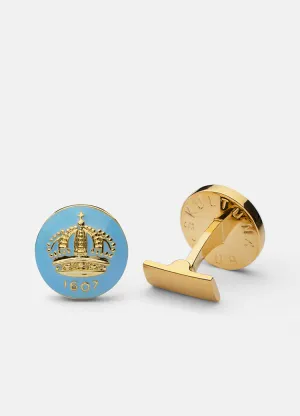 Cufflinks | The Skultuna Crown Gold | Gustavian Light Blue