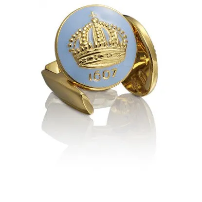 Cufflinks | The Skultuna Crown Gold | Gustavian Light Blue