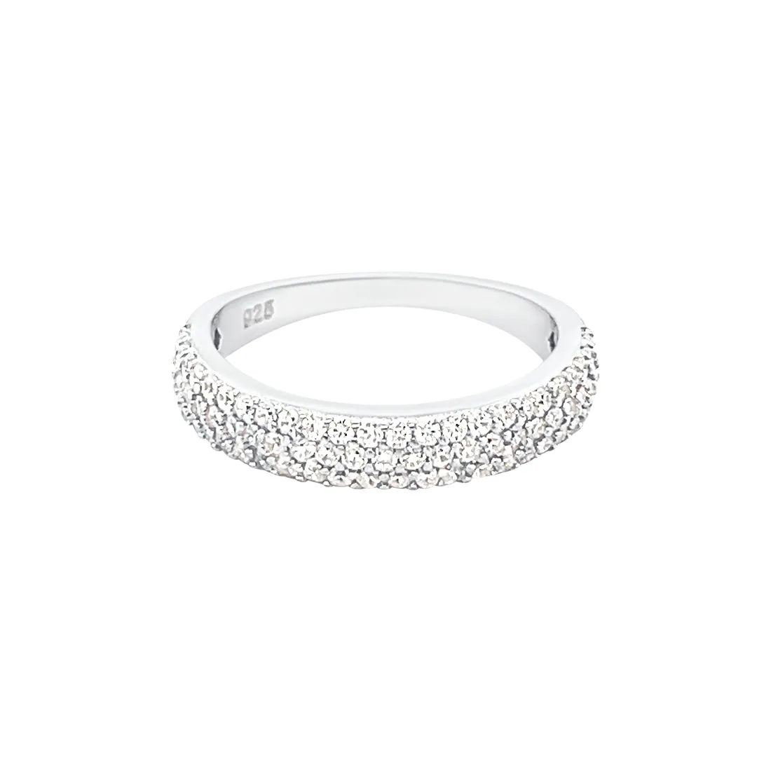 Dainty Cubic Zirconia Pave Ring in Sterling Silver